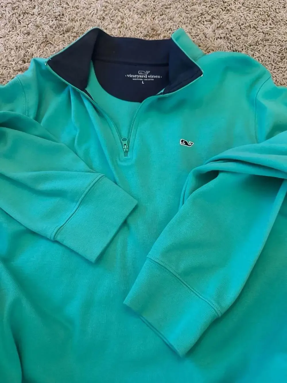 Vineyard Vines Men's Solid Half-Zip Pullover Sweatshirt, Aqua Blue